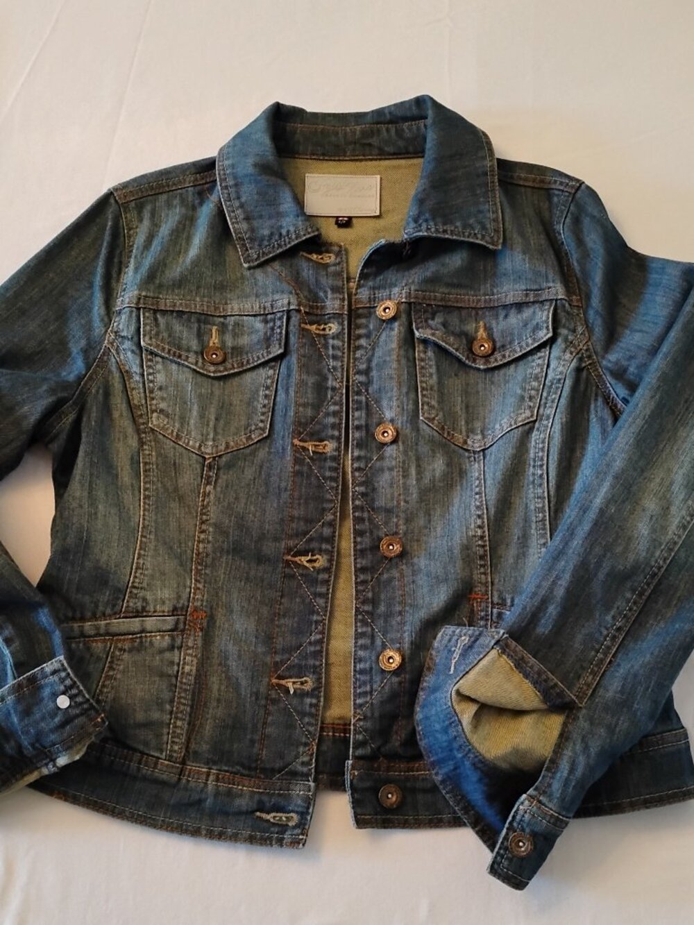 Point Zero 1955 Bronx Denim Trucker Jacket Blue Y2K Style Small